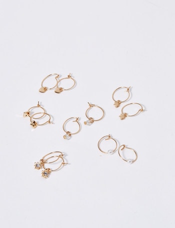 Whistle Accessories Mini Charm on Wire Hoop Earring Set, 6-Pack product photo