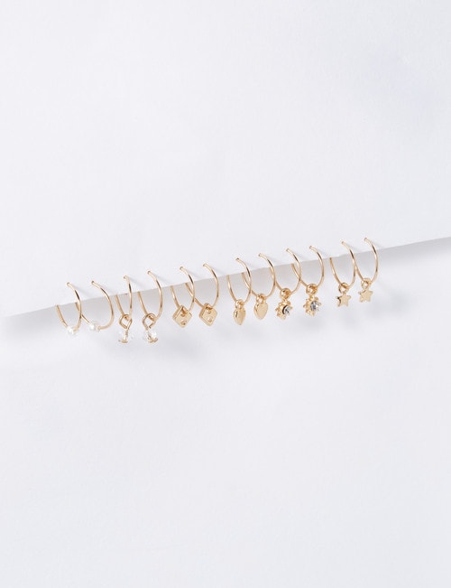 Whistle Accessories Mini Charm on Wire Hoop Earring Set, 6-Pack product photo View 02 L
