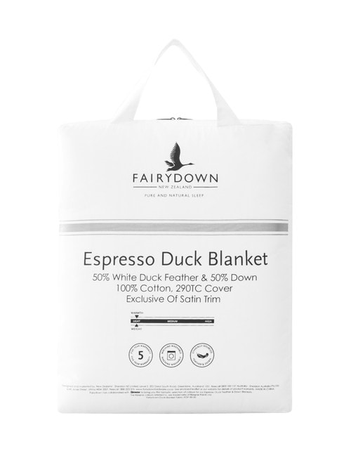 Fairydown Espresso Feather & Down Blanket, White product photo View 02 L