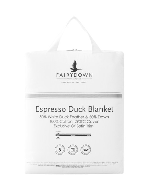 Fairydown Espresso Feather & Down Blanket, White product photo View 02 L