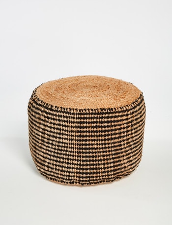 M&Co Two Tone Cylinder Jute Pouf product photo