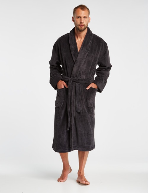 Chisel Coral Fleece Robe, Charcoal product photo View 03 L