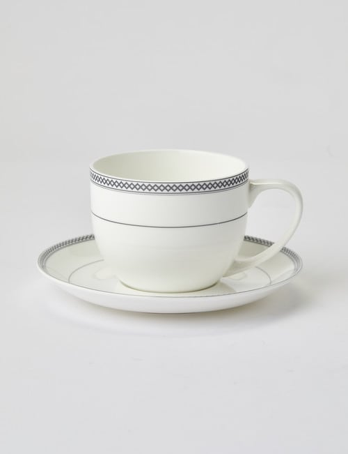 Amy Piper Leigh Cup & Saucer, 250ml, White & Grey product photo