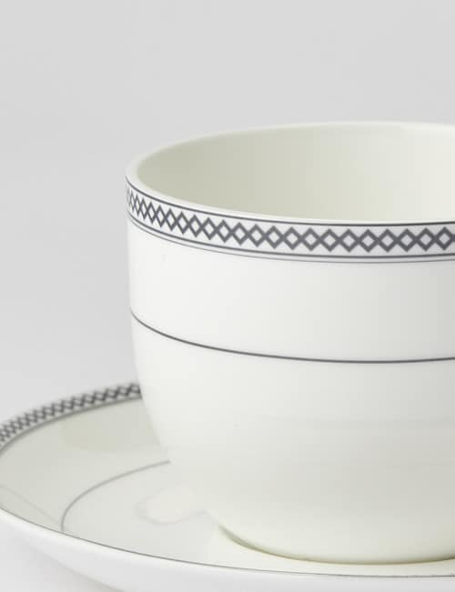 Amy Piper Leigh Cup & Saucer, 250ml, White & Grey product photo View 02 L