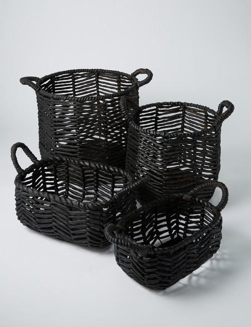 M&Co Cheveron Basket, 35cm, Black product photo View 02 L