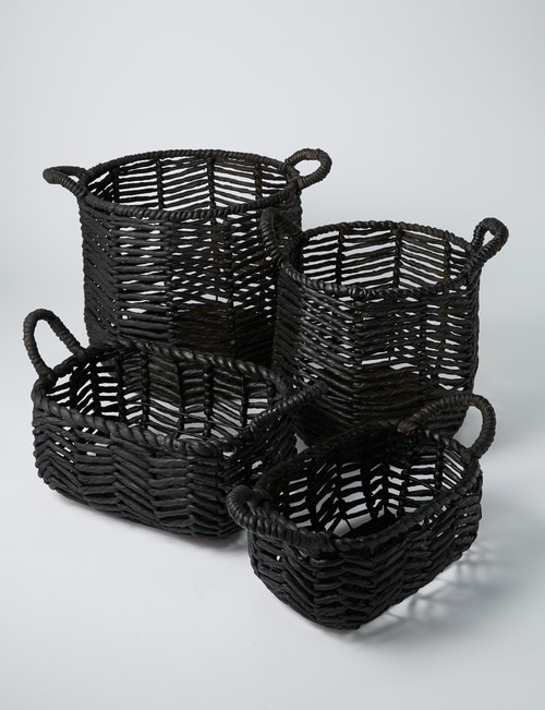 M&Co Cheveron Basket, 30cm, Black product photo View 02 L