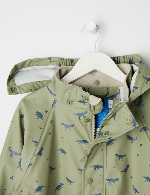 Mum 2 Mum Dinosaurs Rainwear Jacket, Sage product photo View 04 L