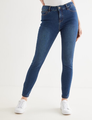 Denim Republic Shorter Length Stretch Skinny Jean, Blue Wash product photo