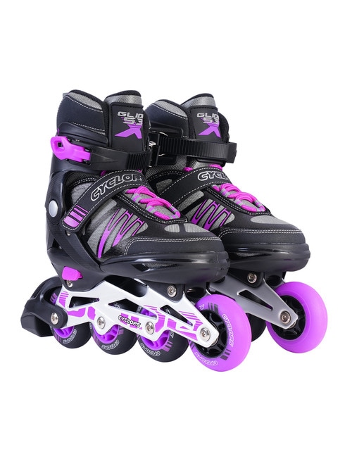 Cyclops Adjustable Inline Skates, Black & Purple, Shoe Size 3-6 product photo