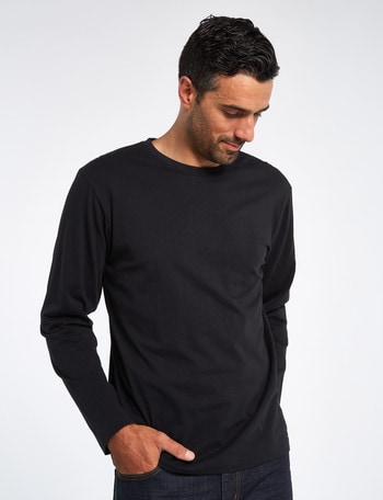 Chisel Long-Sleeve Crew-Neck Tee, Black product photo