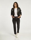 Whistle Long-Sleeve Leather Biker Jacket, Black product photo View 03 S