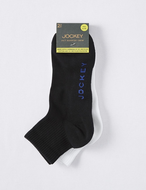Jockey 24/7 Quarter Crew Sock, 2-Pack, Black/White product photo View 02 L