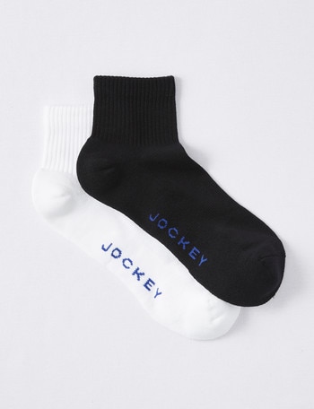 Jockey 24/7 Quarter Crew Sock, 2-Pack, Black/White product photo