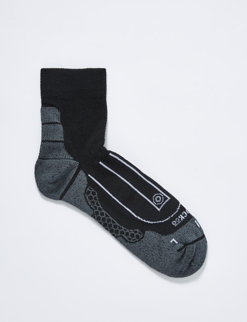 NZ Athletic NZ Sock Co Performance-Tec Quarter Crew Sock, Black product photo