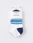 Simon De Winter Stripe Trainer Sock, 3-Pack, White, Grey & Navy product photo View 02 S