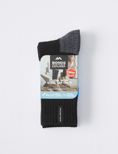 Bonds Tough Work Steel Cap Crew Sock, 2-Pack, Black product photo View 02 L