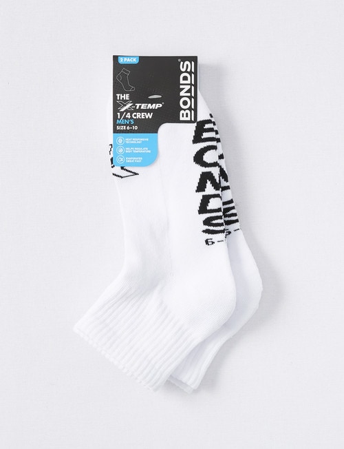 Bonds X-Temp Quarter Crew Sock, 2-Pack, White product photo View 02 L