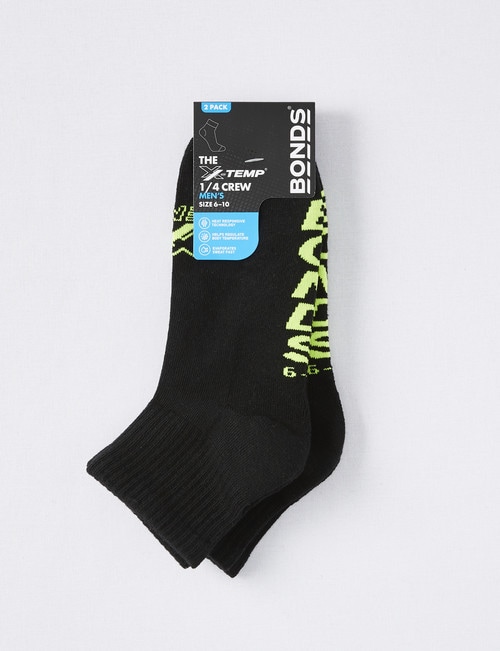 Bonds X-Temp Quarter Crew Sock, 2-Pack, Black product photo View 02 L