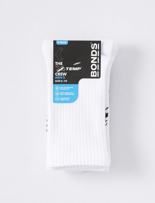 Bonds X-Temp Crew Sock, 2-Pack, White product photo View 02 L