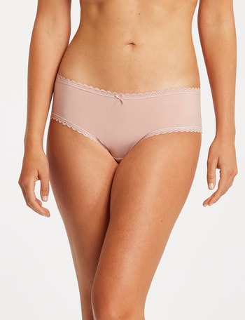 Lyric Cheeky Boyleg Brief, Microfibre with Lace Trim, Dusty Pink product photo