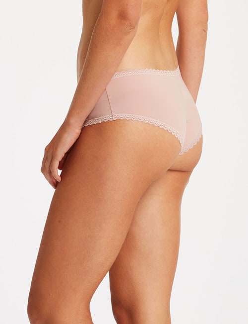 Lyric Cheeky Boyleg Brief, Microfibre with Lace Trim, Dusty Pink product photo View 02 L