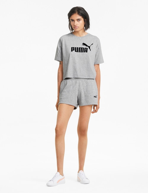 Puma Cropped Logo Tee, Light Gray Heather product photo View 03 L