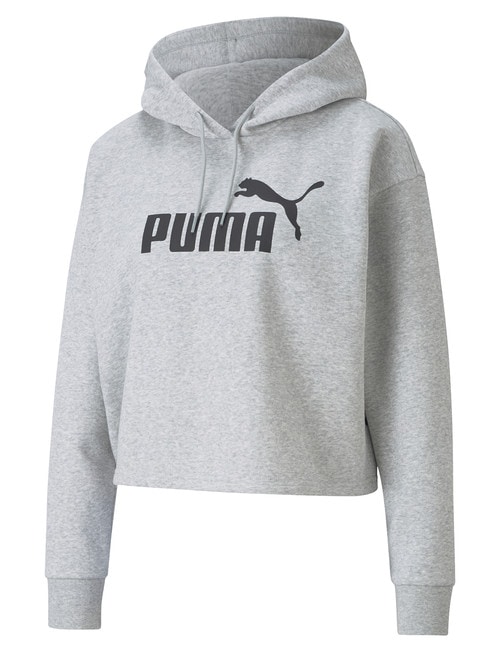 Puma Cropped Logo Hoodie, Light Gray Heather product photo
