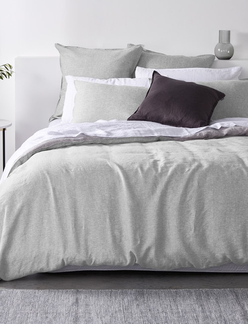 Haven Bed Linen Melange Linen Duvet Cover Set, Grey product photo View 02 L