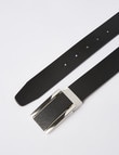 Laidlaw + Leeds Matte & Silver Reversible Box Buckle Belt, Black & Brown product photo View 03 S