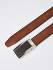 Laidlaw + Leeds Matte & Silver Reversible Box Buckle Belt, Black & Brown product photo View 04 S