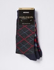 Harlequin Merino Blend Cushion Foot Sock, 3-Pack, Navy product photo View 02 S
