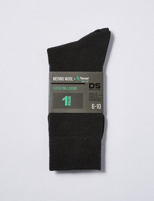 DS Socks Super Fine Merino Sock, Black product photo View 02 L