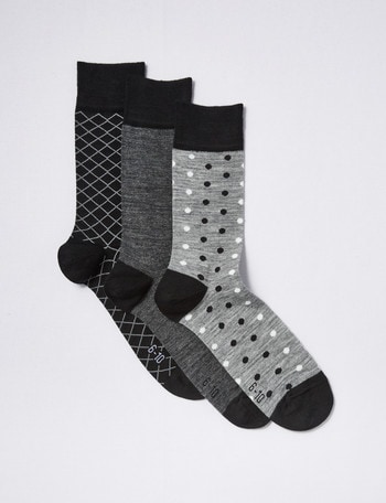 Harlequin Merino Blend Cushion Foot Sock, 3-Pack, Grey product photo