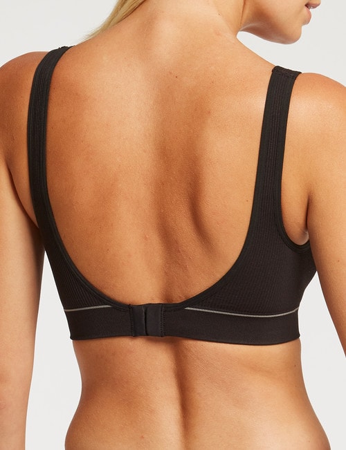 Bonds Retro Rib Deep V Crop, Black product photo View 02 L