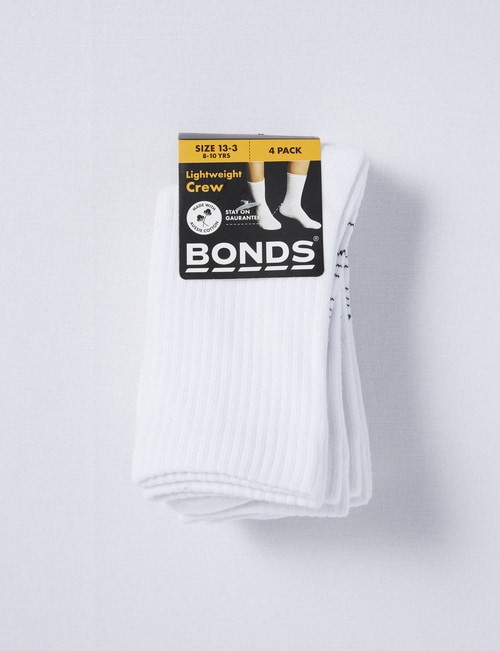 Bonds Logo Light Quarter-Crew Sock, 4-Pack, White product photo View 02 L