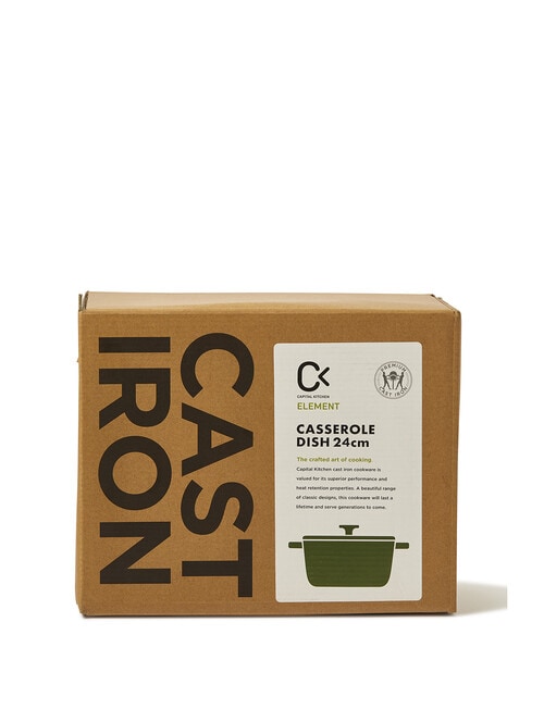 Capital Kitchen Element Cast Iron Casserole, Green, 24cm, 4L product photo View 03 L