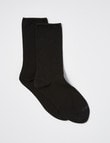 NZ Sock Co. Comfort Roll-Top Cotton Crew Sock, 2-Pack, Black product photo