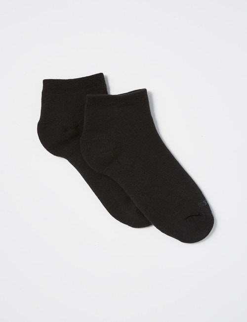 NZ Sock Co. Cushioned Cotton Trainer Anklet Sock, 2-Pack, Black product photo