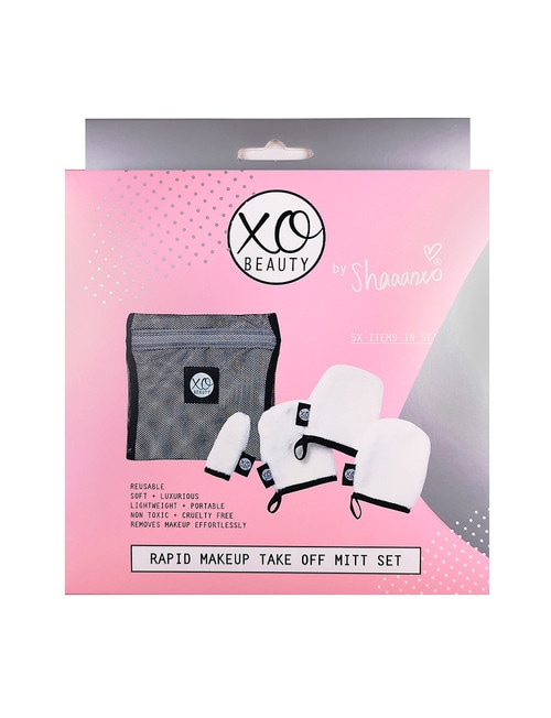 xoBeauty Rapid Makeup Take Off Mitt Set, Makeup Remover, 5-Piece product photo