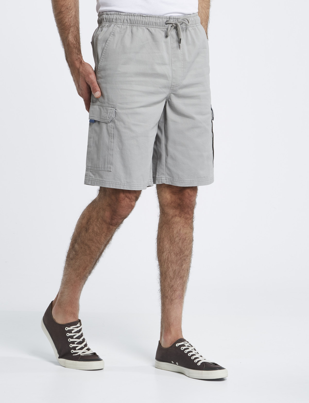 Chisel Elastic Waist Cargo Short, Light Grey - Shorts