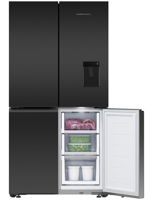 Fisher & Paykel 605L Quad Door Fridge With Ice & Water, Black, RF605QZUVB1 product photo View 02 L