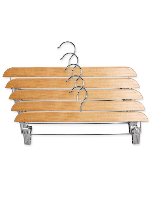 Haven Essentials Cintre Wood Clip Hanger, Set-of-5, Natural product photo