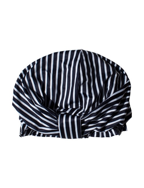 Simply Essential Turban Shower Cap, Black & White Stripe product photo View 02 L