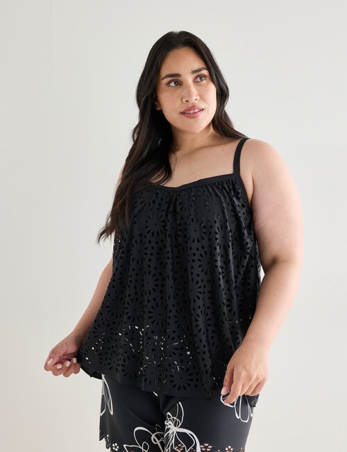 Zest Resort Curve Essentials Laser-Cut Tankini, Black product photo