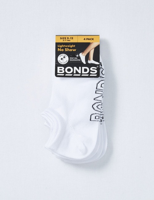 Bonds Logo Light No-Show Sock, 4-Pack, White product photo View 02 L