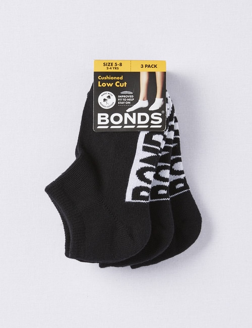 Bonds Logo Low-Cut Sock, 3-Pack, Black product photo View 02 L