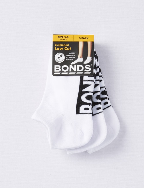 Bonds Logo Low-Cut Sock, 3-Pack, White product photo View 02 L