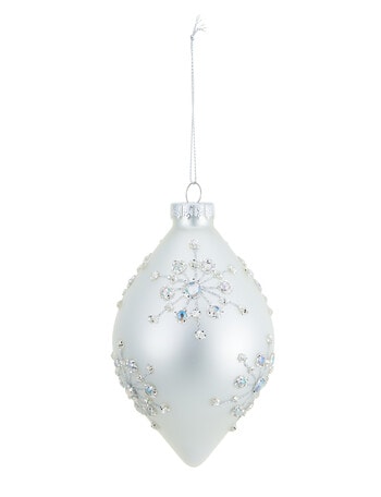 Home Of Christmas Glass Jewel Burst Finial Bauble, Pearl product photo