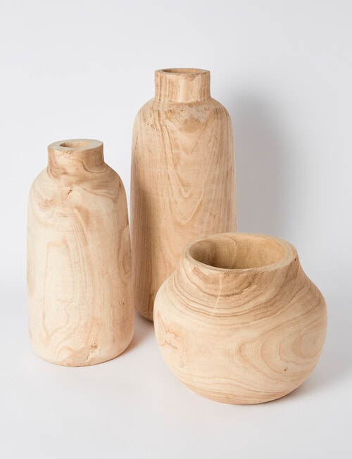 M&Co Wood Vase, Short product photo View 04 L