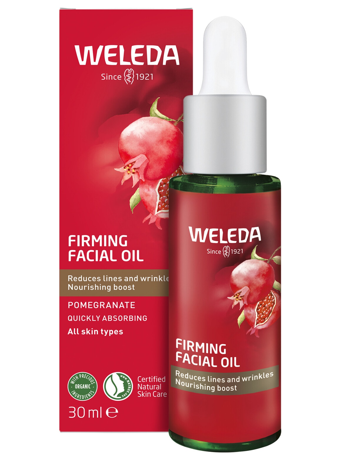 Weleda Firming Facial Oil, Pomegranate, 30ml - Moisturisers